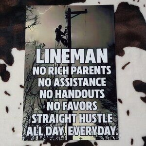 Lineman Tin Sign Door Home Metal Wall Decor